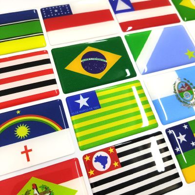 Adesivo Resinado Kit 27 Bandeiras Estados Brasileiros - 6x4 cm